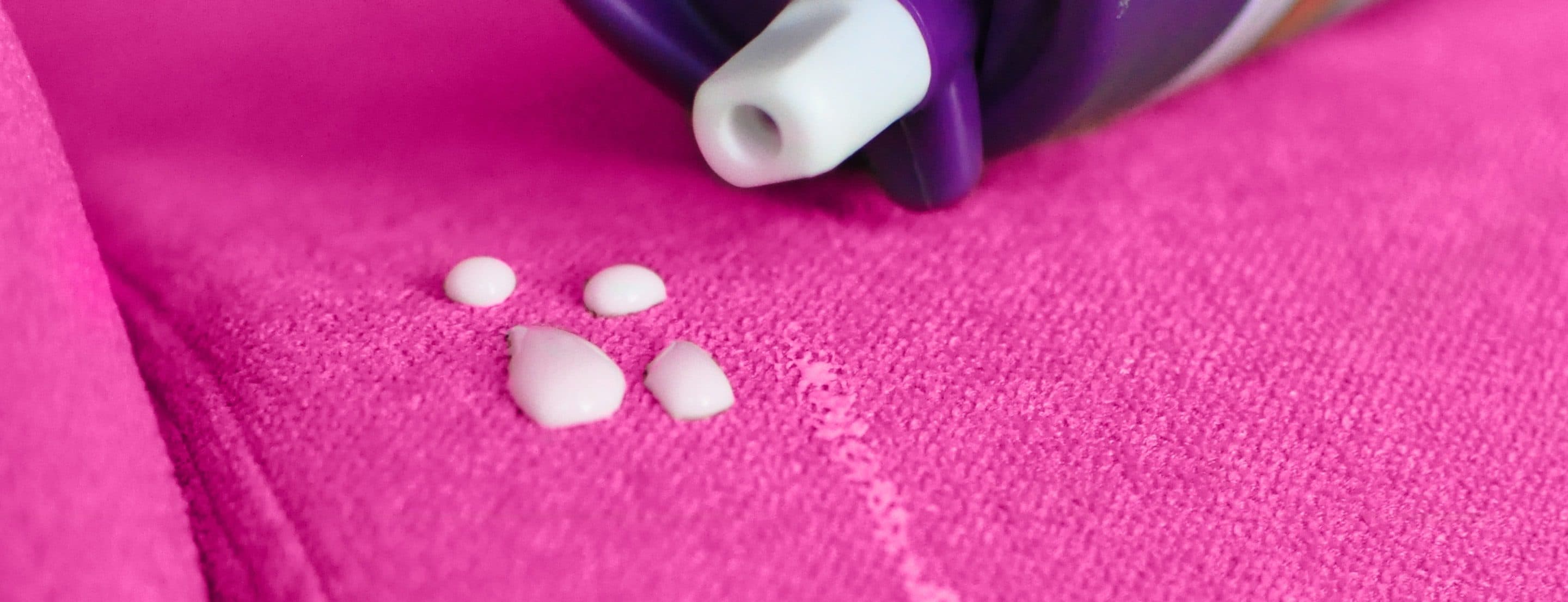 Closeup of Clek C-Zero Plus performance fabric with milk spilled on it
