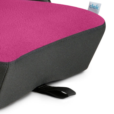 Closeup of the LATCH release tab on a Clek Olli Booster Seat