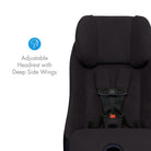 Black Foonf car seat with adjustable headrest and deep side wings on a white background all-groups