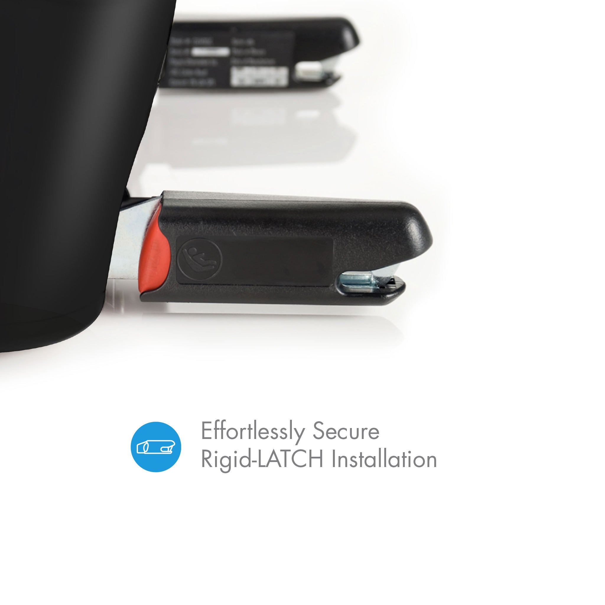 Close-up of an Oobr car seat with a visible LATCH system on a white background all-groups