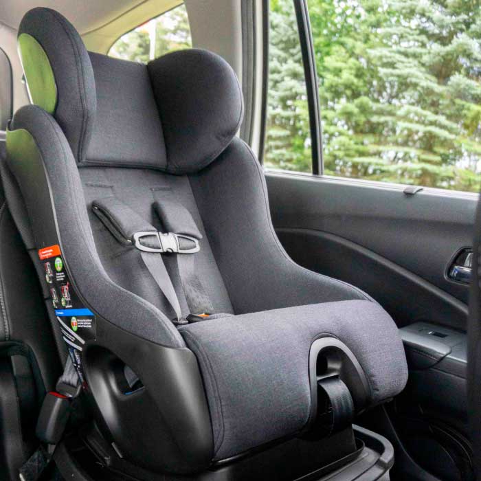 Clek Fllo Convertible Car Seat in mammoth fabric installed in an SUV